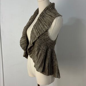 Vintage Women Y2K Mudd Brown Knit Shrug Grunge Earthy Festival Sweater Vest Sz S